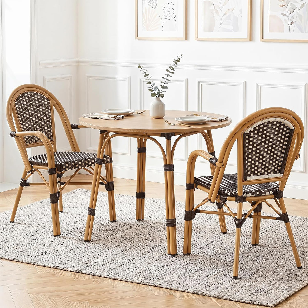 Tangkula Wicker Patio French Bistro Dining Chairs Set of 4