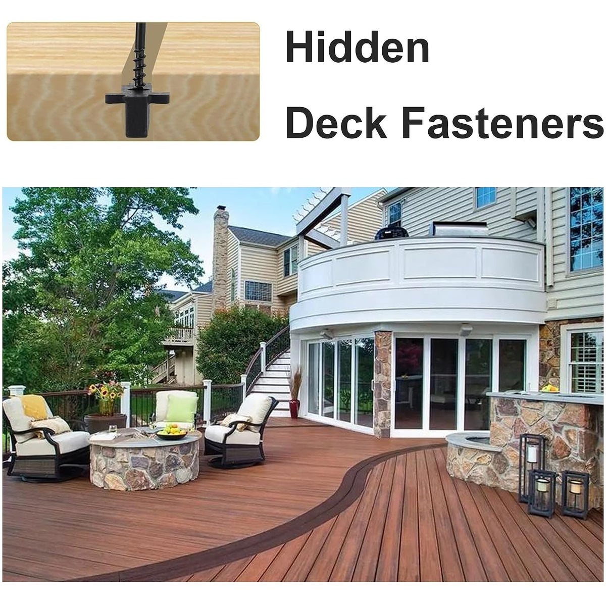 1250pcs Hidden Deck Fasteners for Decking Board,Composite Deck Clips Plastic Hidden Fastners with Metal Screws,Universal Nylon Clips for Composite Decking Cover 600 sq. ft of Deck (1250)
