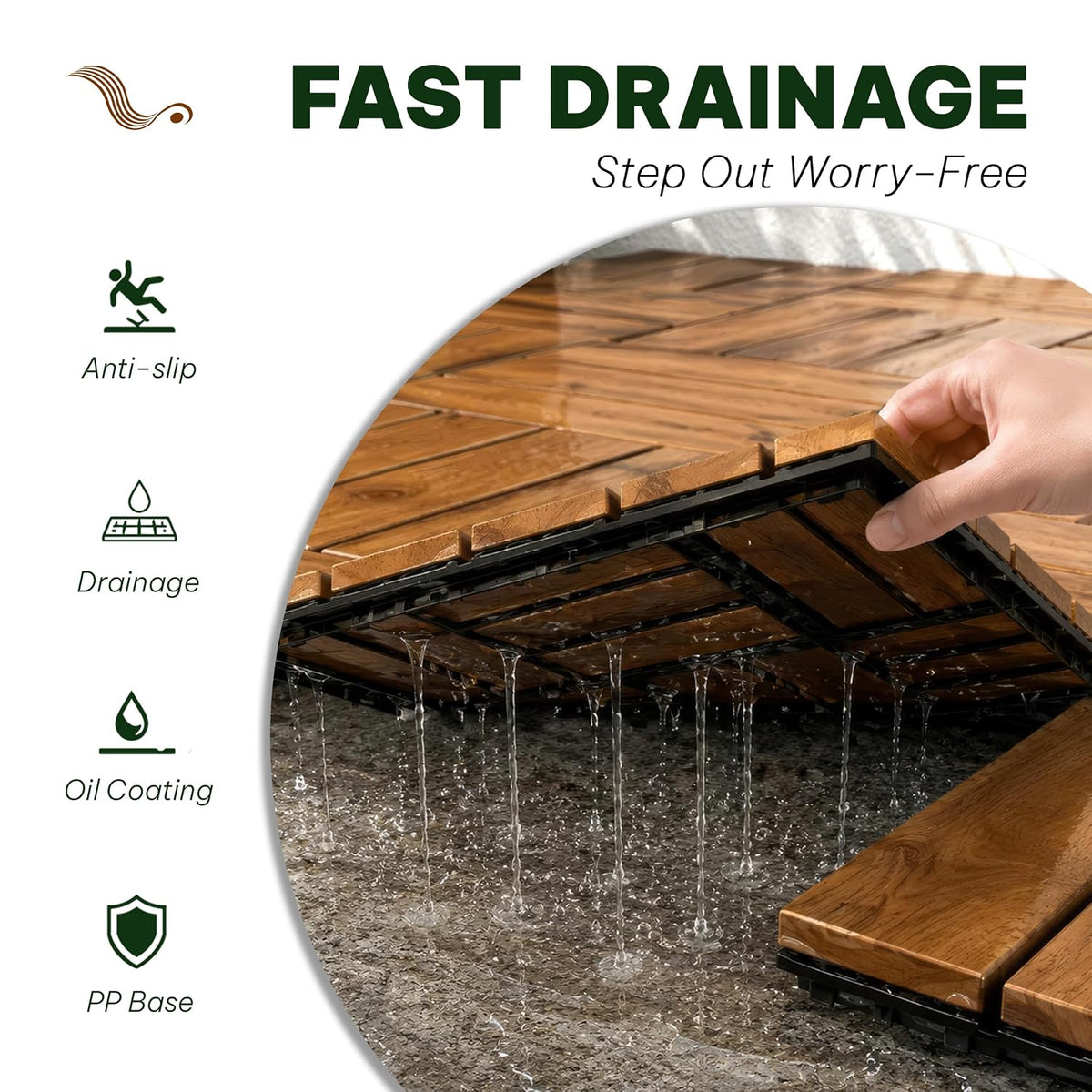 acacia interlocking deck tiles, 9 pcs wood flooring on a desk or shelf