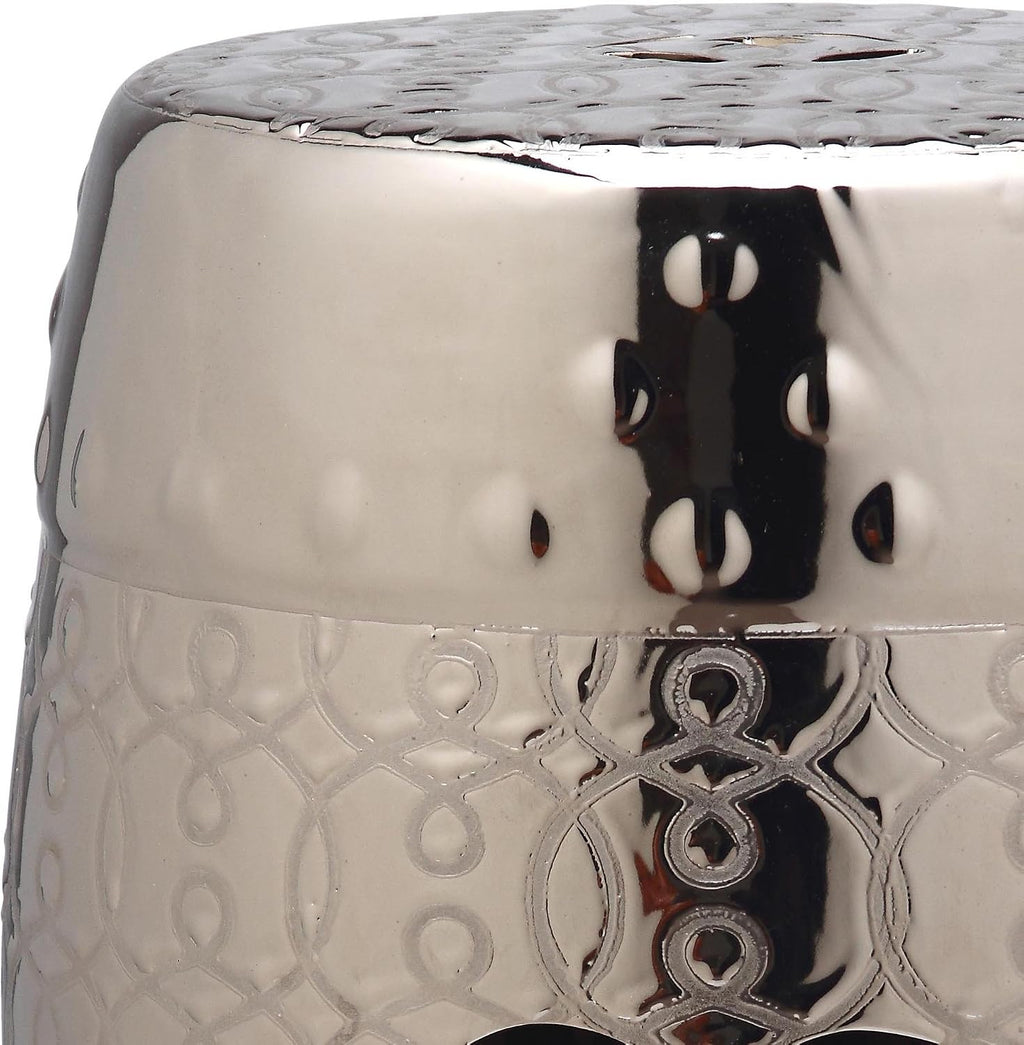 Safavieh Lantana Glazed Ceramic Decorative Garden Stool, Silver