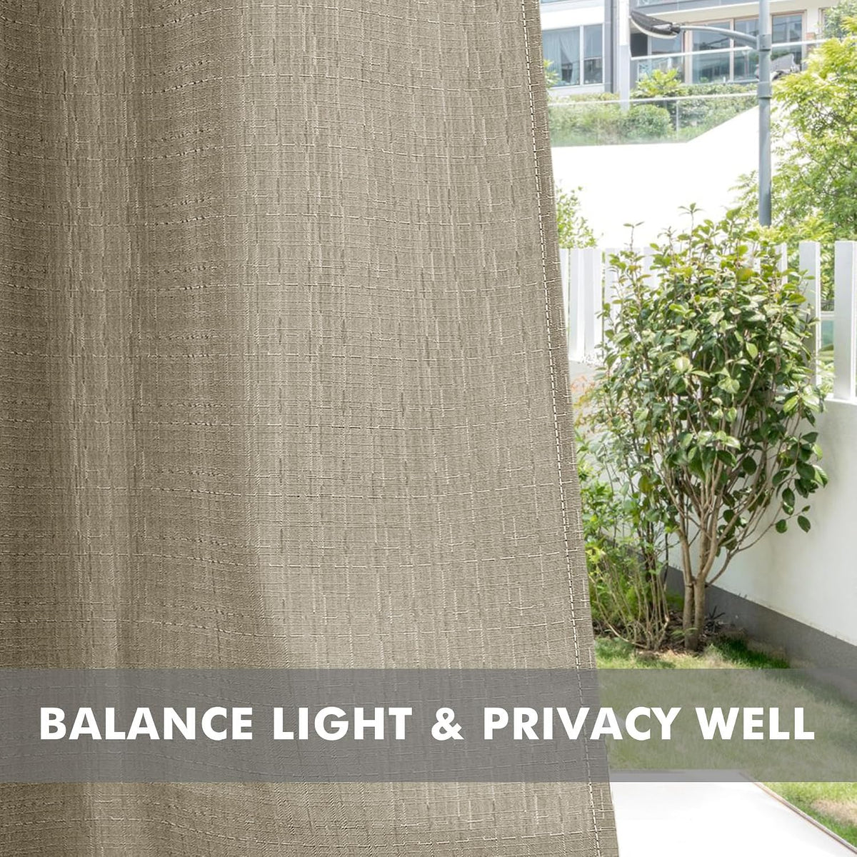 Linen Outdoor Curtains for Patio Waterproof 4 Pcs 54x108 In Taupe