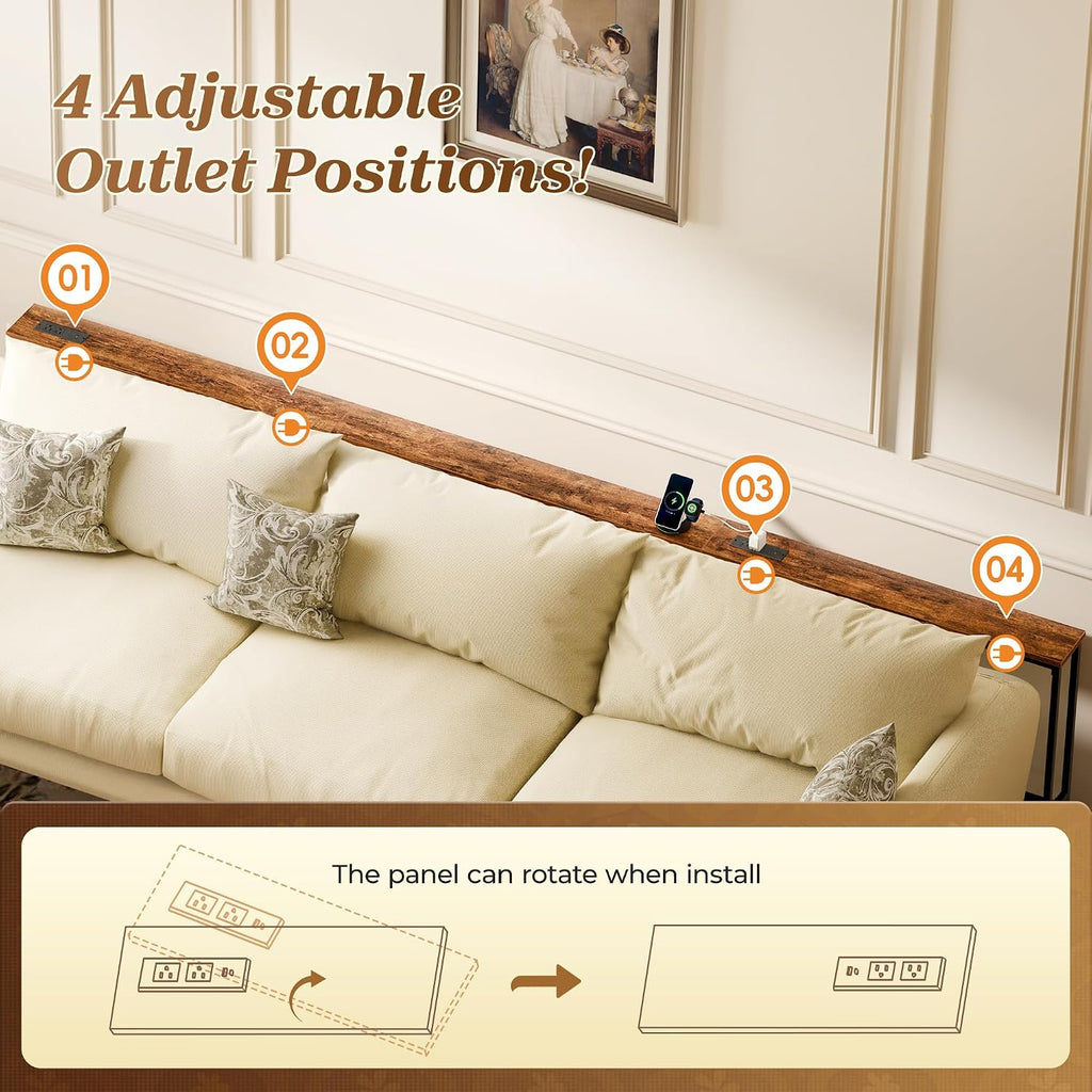 SUPERJARE 110.2 Inch Sofa Table with 2 Power Outlets and USB-C Port