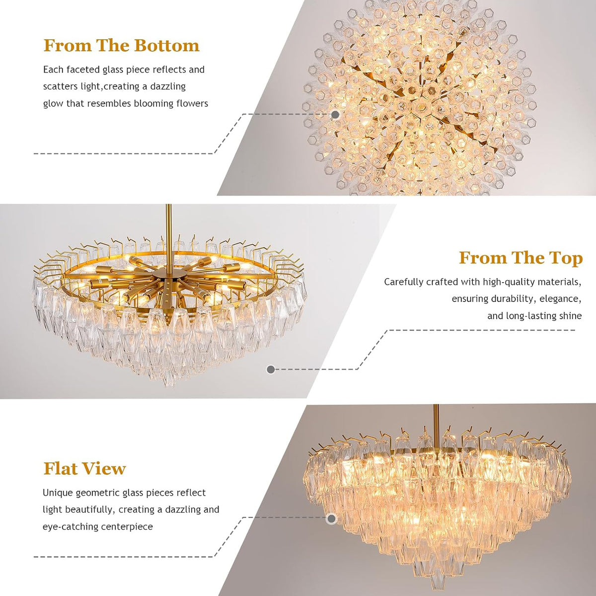 Gold Crystal Chandelier, 36" Modern Luxury Round Glass Crystal 8-Tier Chandelier for Dining Room, Large Brass 20-Light Tiered Chandeliers Light Fixture for Living Room, Bedroom, Entryway, Staircase