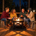 Fire Beauty 26" 2-in-1 Fire Pit with BBQ Grill, Spark Screen & Poker, Black