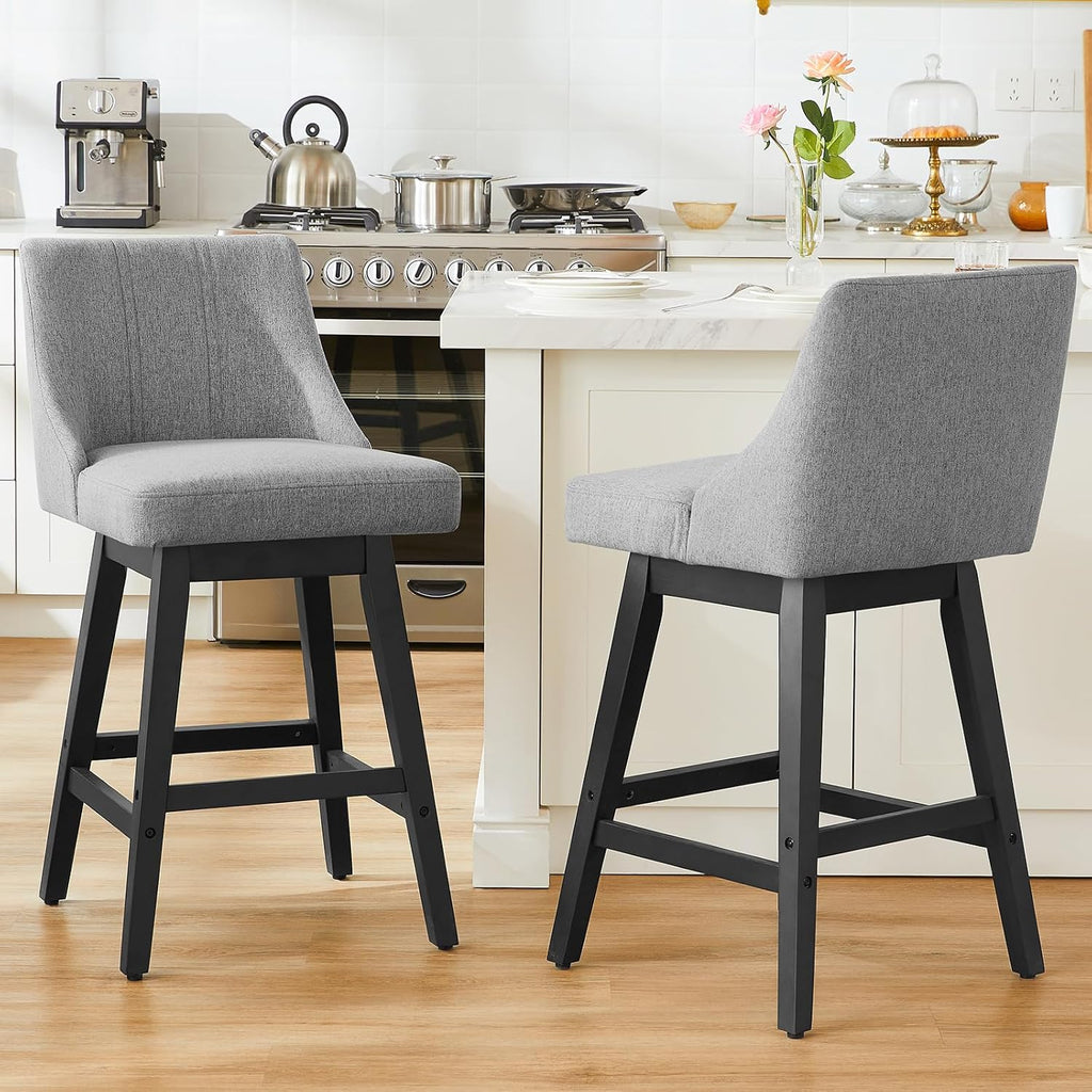 kinmars Kitchen Island Swivel Bar Stools Set of 2, 27", Dark Gray