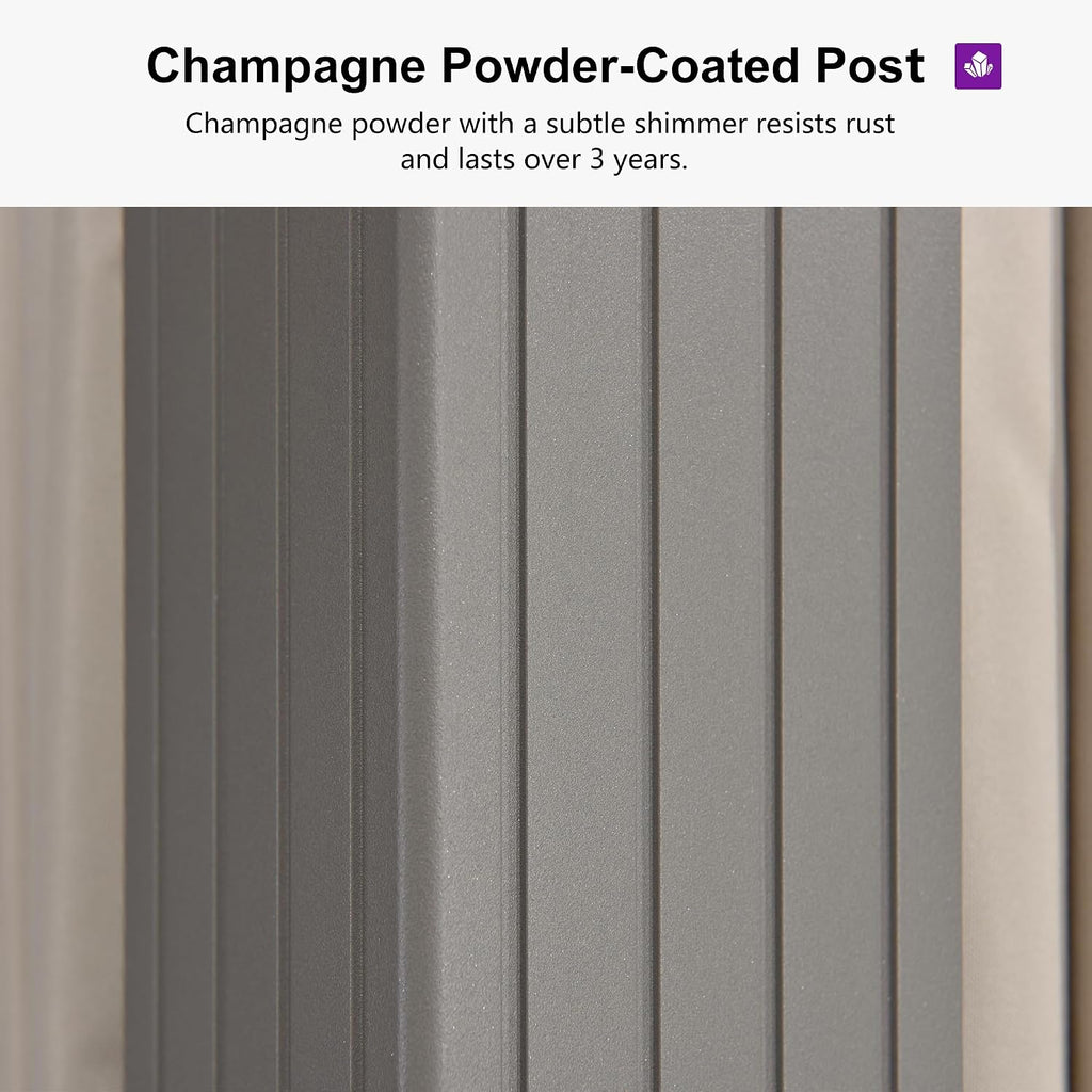 PURPLE LEAF Patio Gazebo 12' x 16' Champagne Galvanized Steel Double Roof