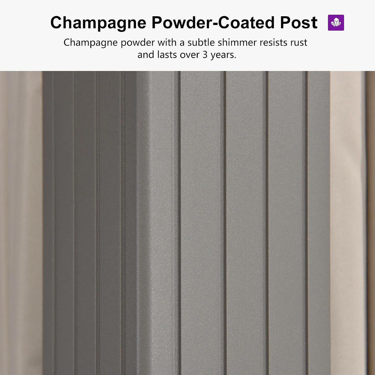 PURPLE LEAF Patio Gazebo 12' x 16' Champagne Galvanized Steel Double Roof