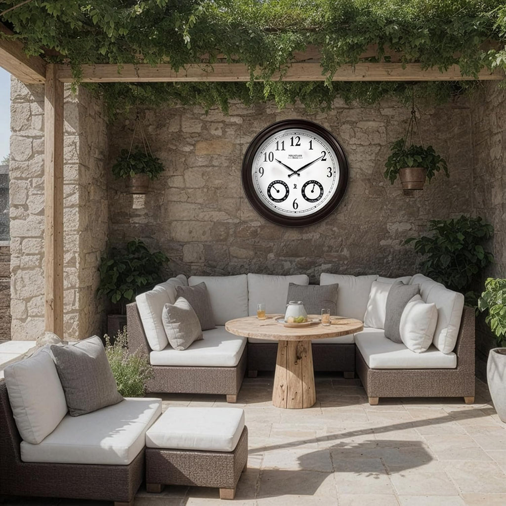 20" Large Outdoor Atomic Wall Clock,Oil Rubbed Bronze