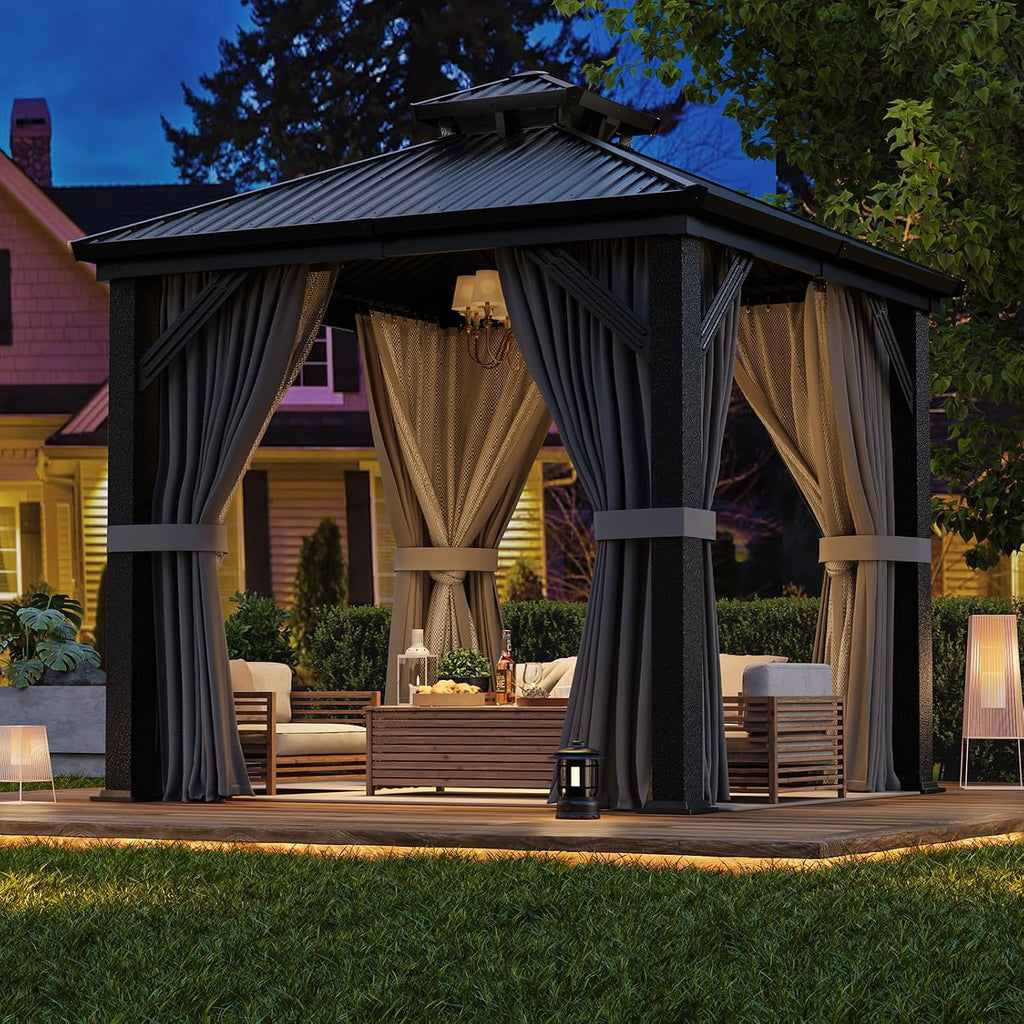 8x8 FT Hardtop All-Aluminum Gazebo Dark Gray