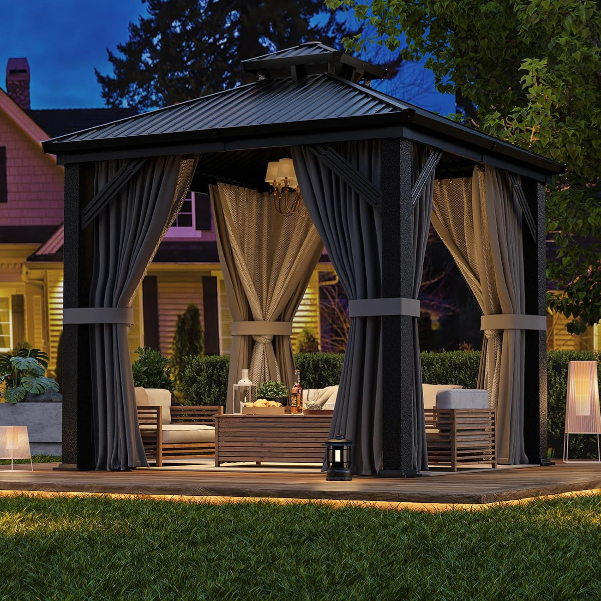 8x8 FT Hardtop All-Aluminum Gazebo Dark Gray