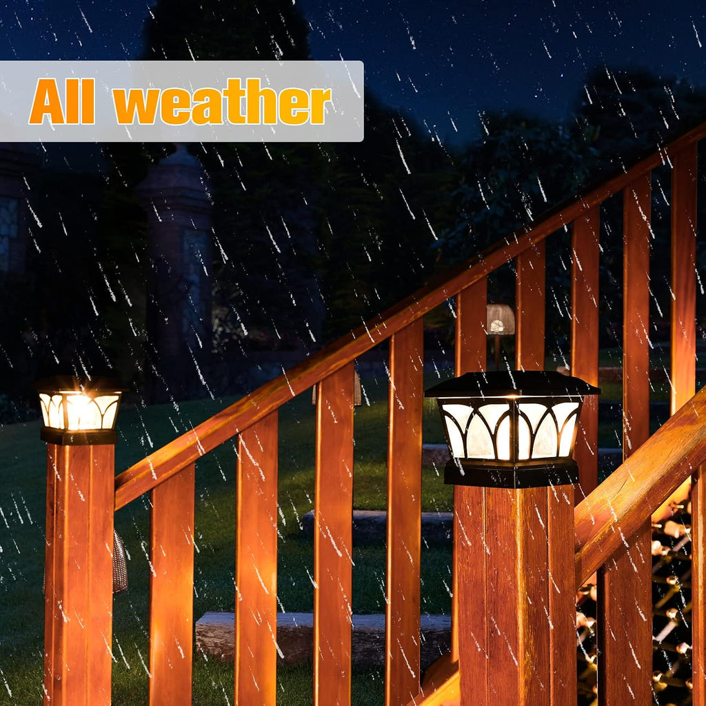 VOLISUN Solar Fence Post Cap Lights, Edison LED 2 Modes 4Pack,Slate Black