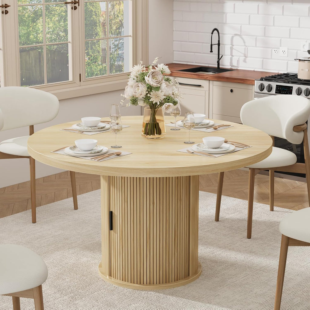 IDEALHOUSE 47" Round Dining Table for 4-6, Modern Farmhouse Kitchen Table