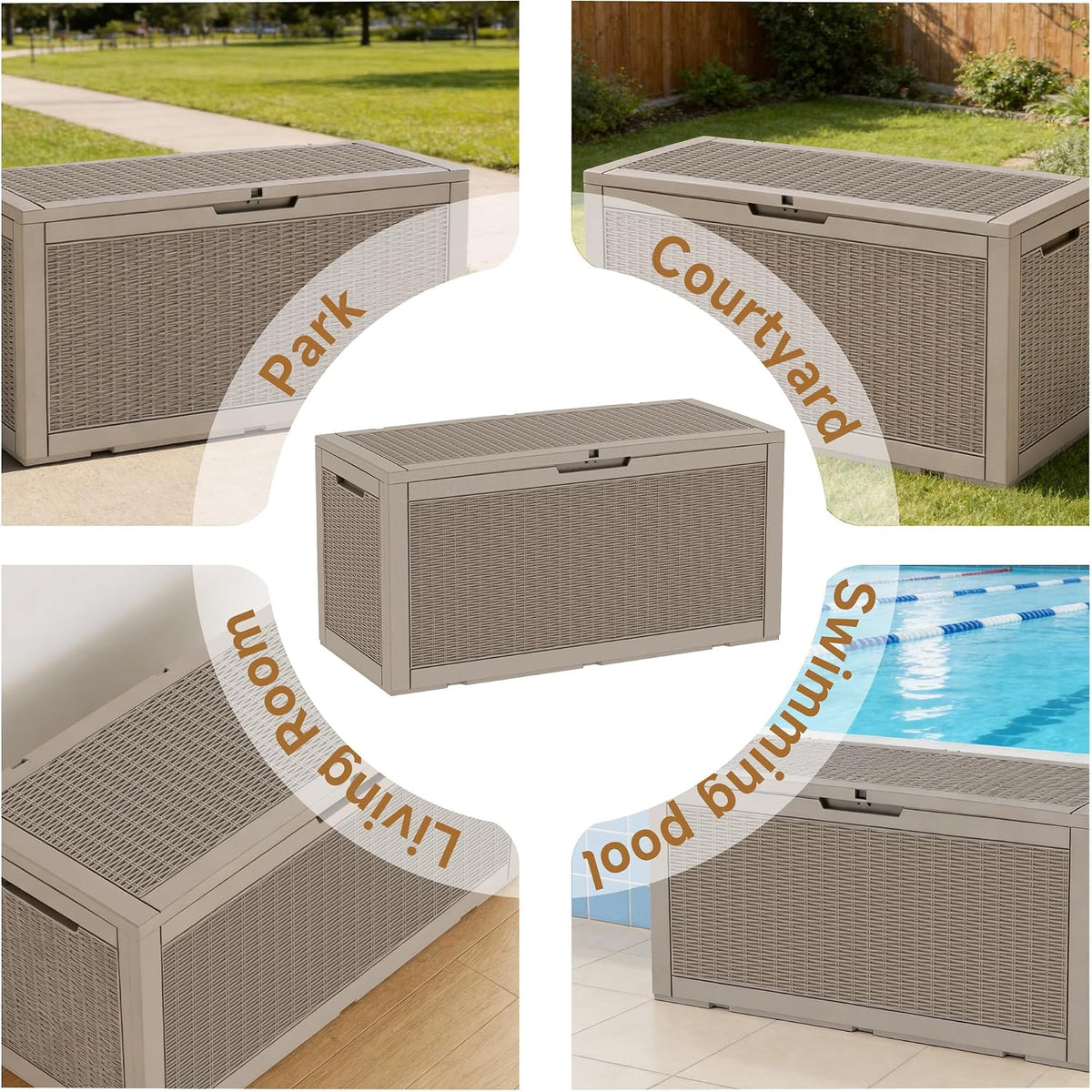 Vixzen 121 Gal Waterproof Outdoor Storage Box Lockable Deck Box