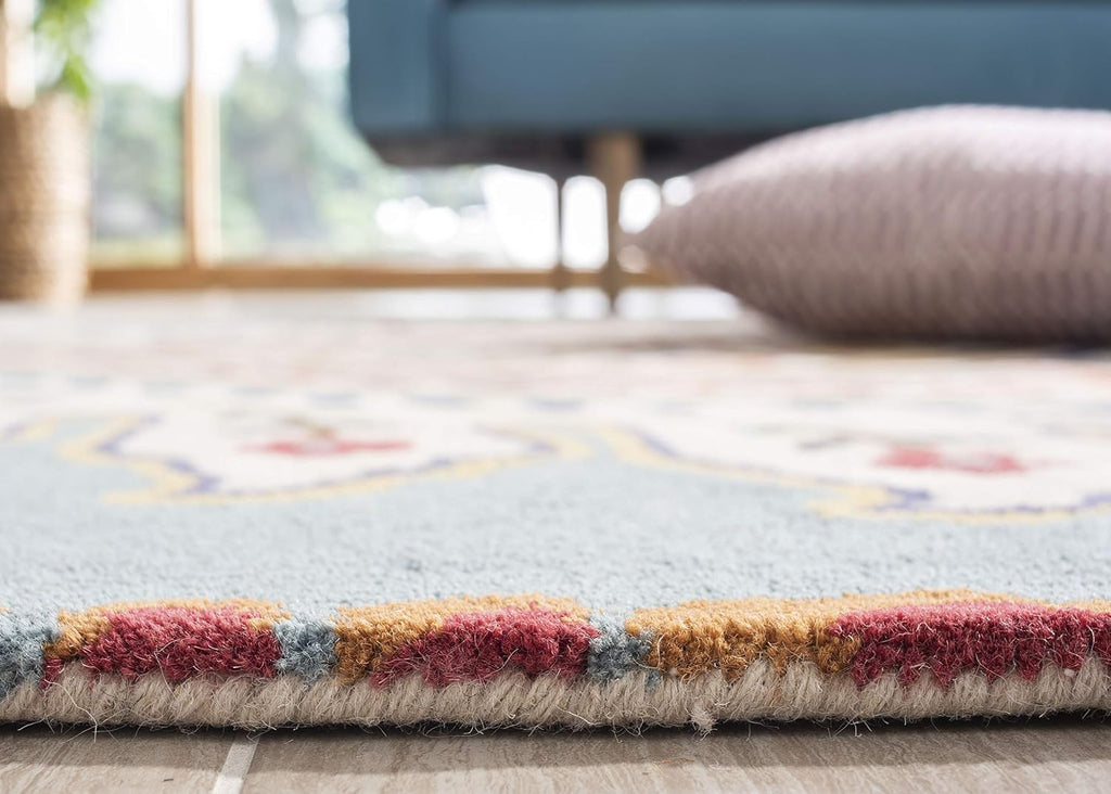 SAFAVIEH Area Rug 8x10 - Bella Collection - Large - Ivory & Teal, Handmade Wool, Boho Design, Ideal for Living Room, Bedroom, Office, Dining Space (BEL118A)