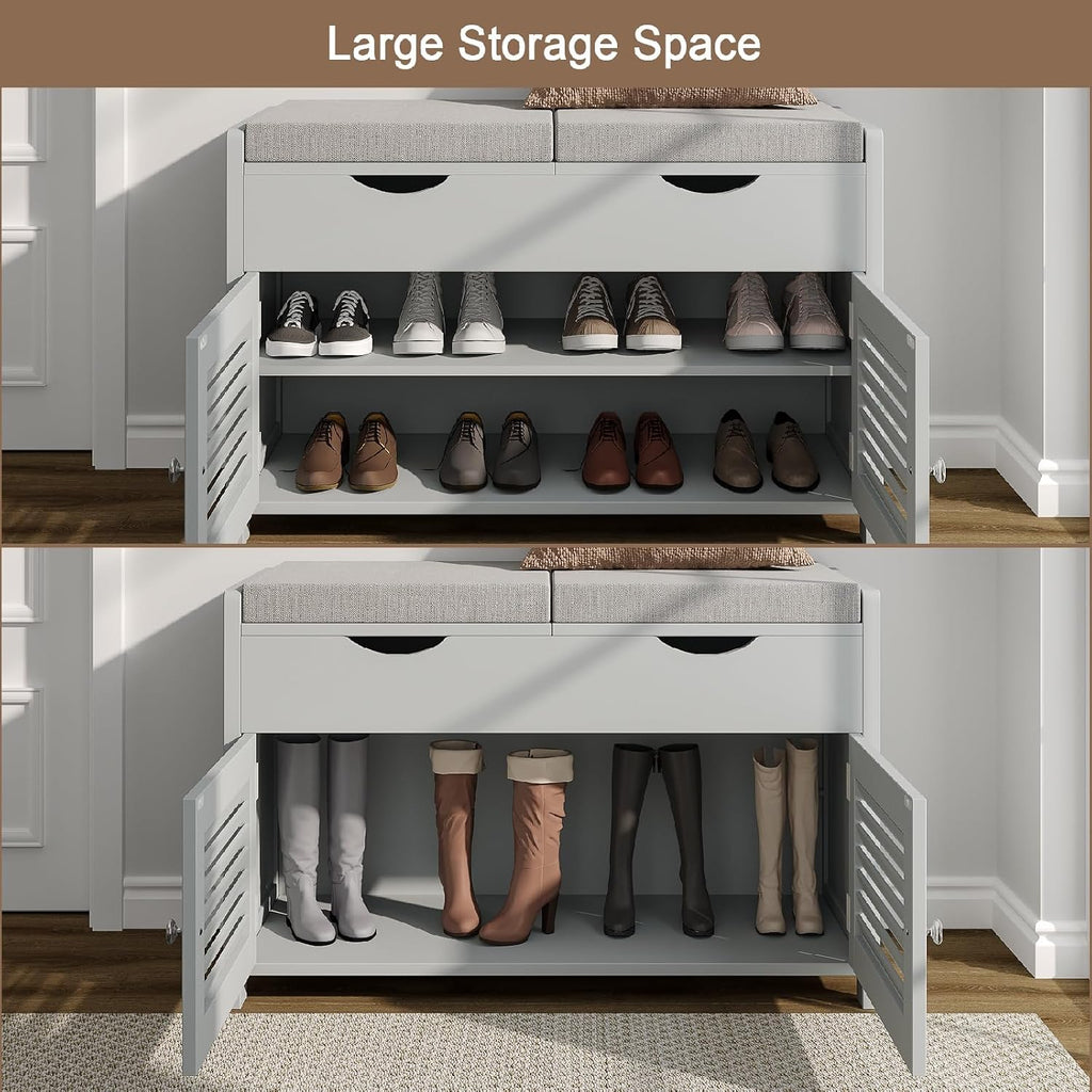ChooChoo Shoe Storage Bench with Lift Top Storage & Cushioned Seats