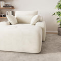 69” Oversized Chaise Lounge Chair Indoor, Modern Boneless Chaise Lounge Reading Chairs with 4 Side Pockets and 2 Cup Holders, Comfy Corduroy Sleeper Sofa Bed for Living Room Bedroom, Warm White