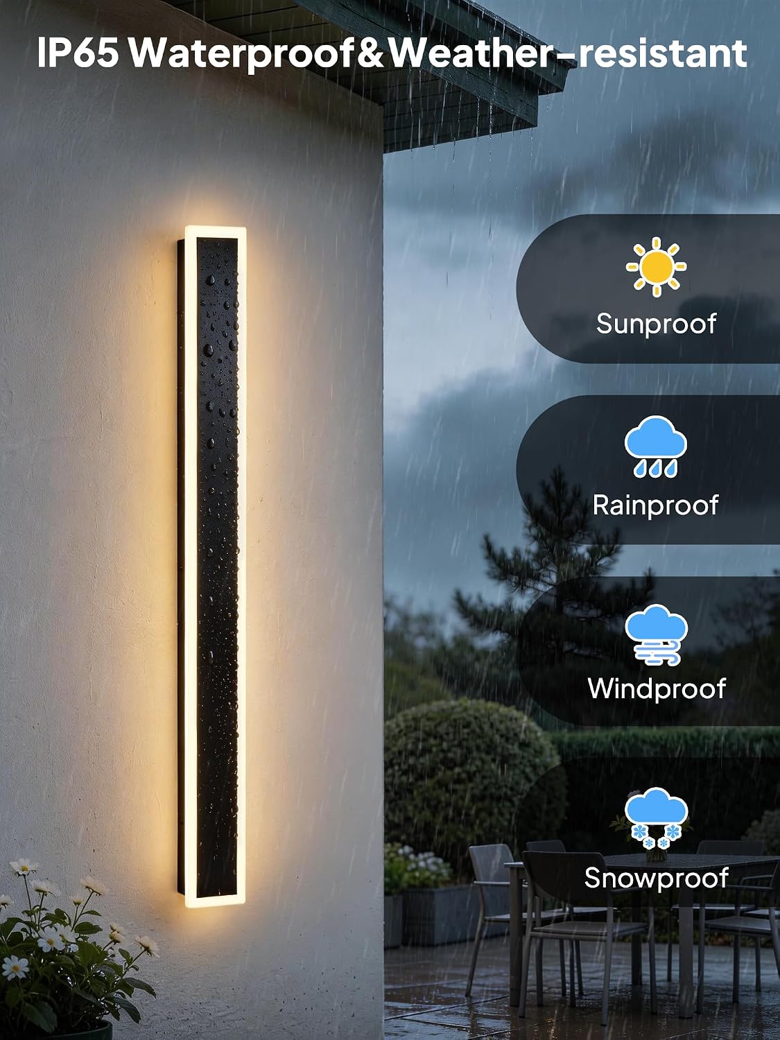 2-Pack Outdoor Modern Wall Lights, 3000K Exterior Lighting Fixture