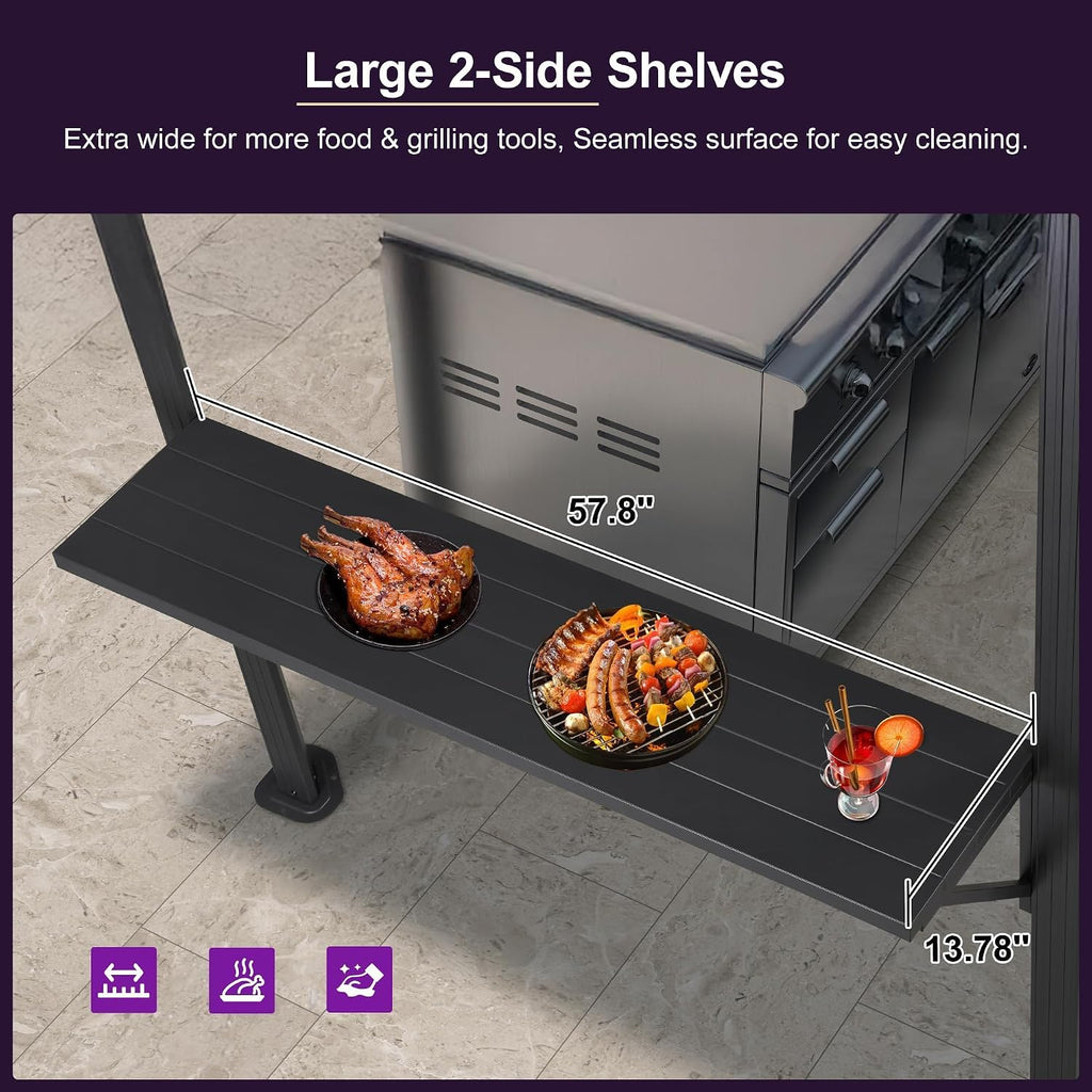 PURPLE LEAF Hardtop Grill Gazebo 6' x 8' Aluminum Frame Double Tier, Gray