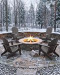 PLUUV Adirondack Chair Set of 4, Fire Pit Chairs with Cup Holder, Grey