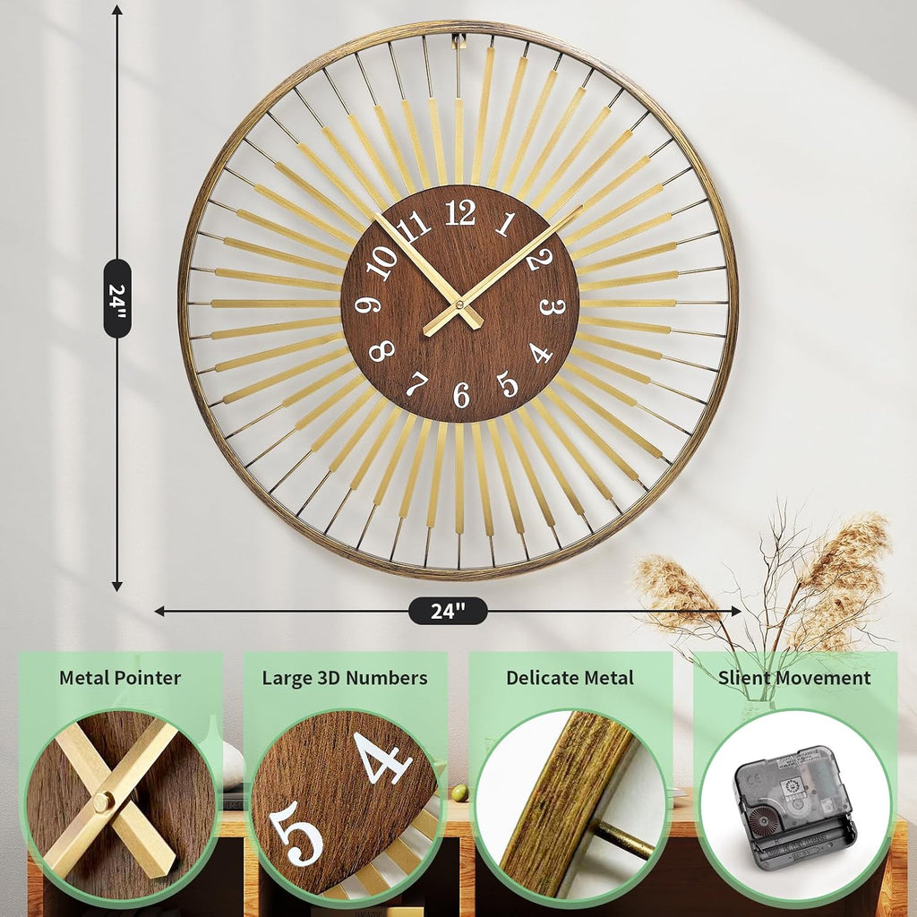 24 Inch Mid-Century Modern Wall Clock