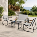 DWVO 4-Piece Rocking Patio Furniture Set, Textilene Conversation Set, Grey