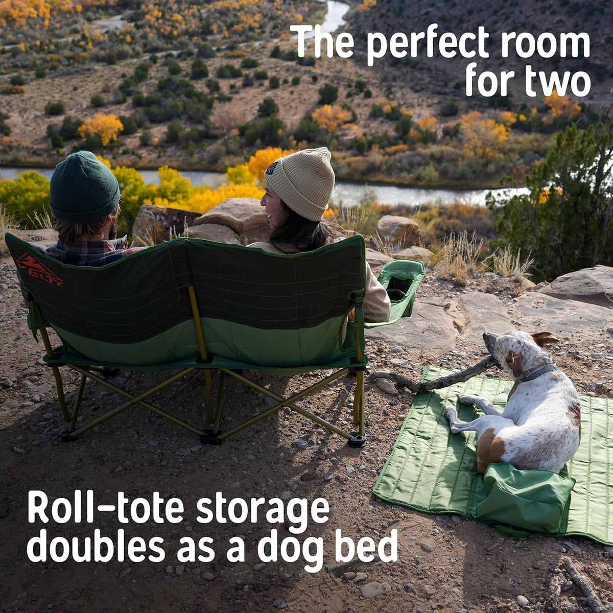 Kelty Low Loveseat 2 Person Folding Camping Chair (Low Height/Deep Lake)