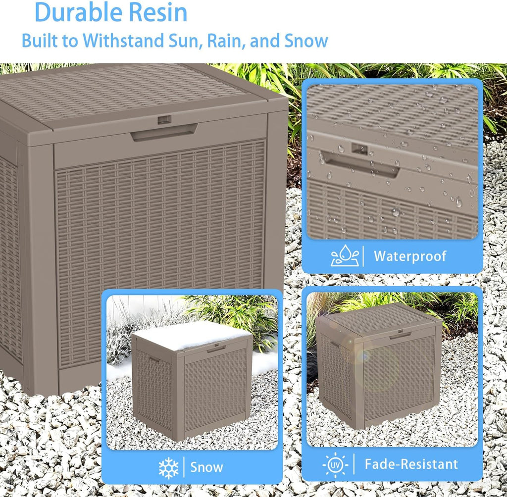 EasyUp 37 Gal Waterproof Outdoor Storage Box UV Resistant Deck Box