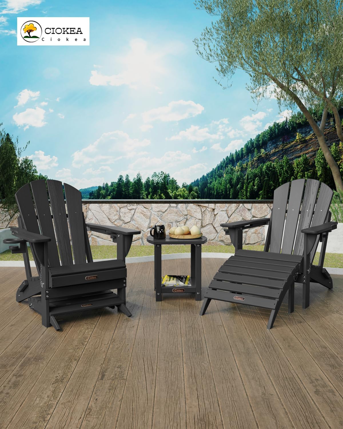 Ciokea Adirondack Outdoor Side Table，Black
