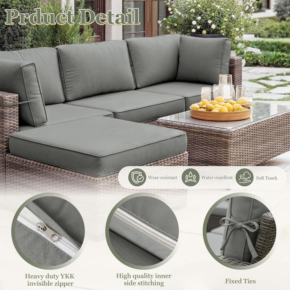 9 Pcs Outdoor Patio Cushions Covers Replacement Sets, Covers Only
