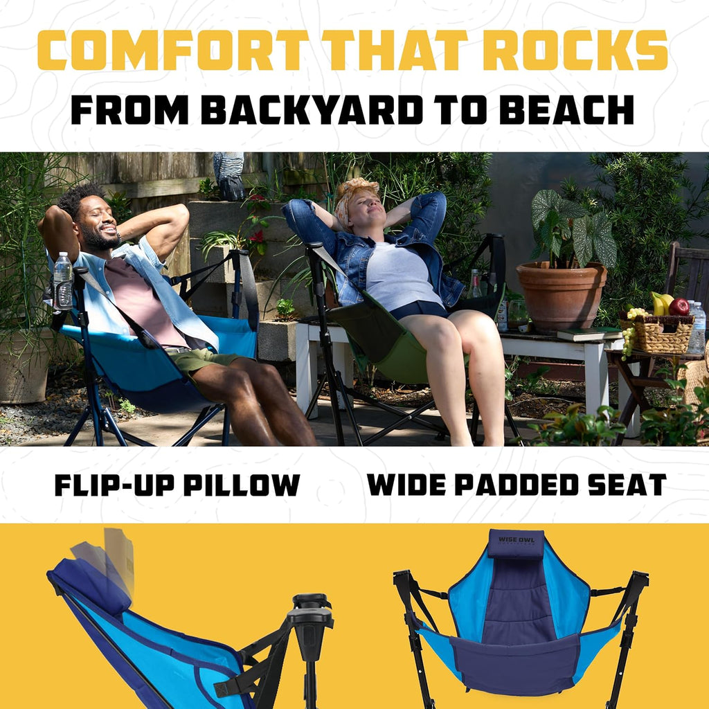 Wise Owl Outfitters Hammock Camping Chair for Adults, Adjustable, Blue