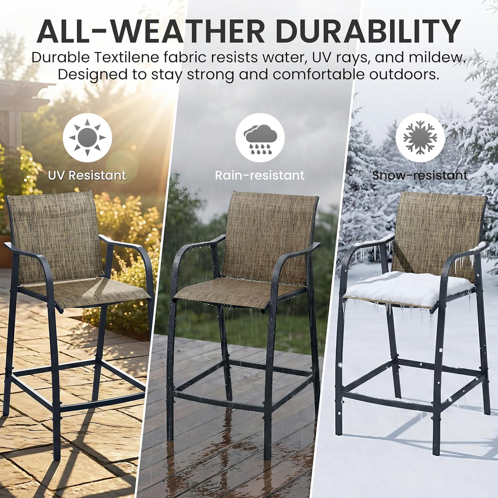 Crestlive 28.7" Outdoor Bar Stools Set of 4, 500 lb Mesh Patio Bar Chairs