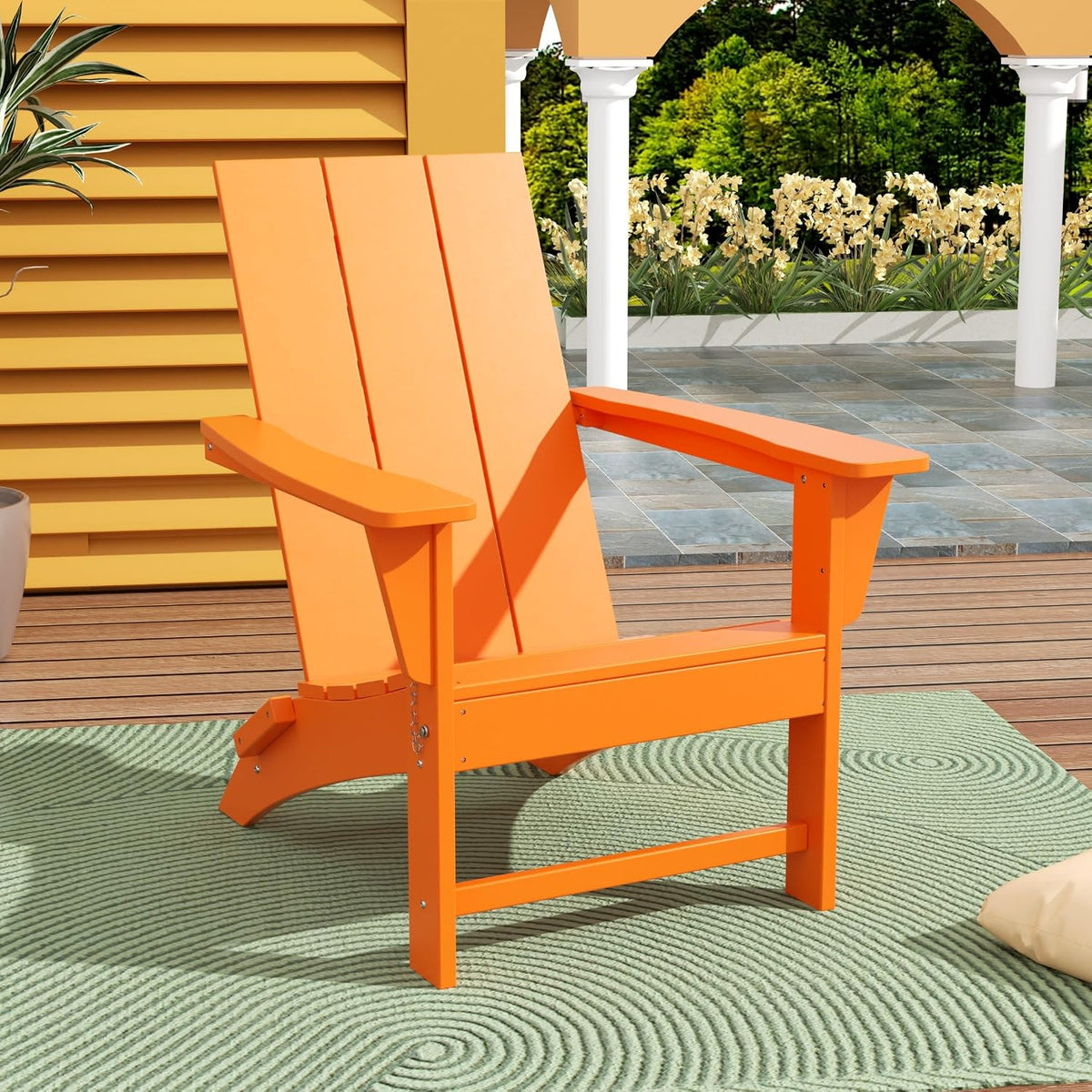WestinTrends Ashore Modern Outdoor Folding Adirondack Chair, Orange