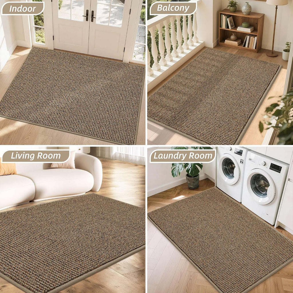 BEQHAUSE Dirt Trapper Door Mat 36" x 60", Non-Slip Washable Doormats, Beige