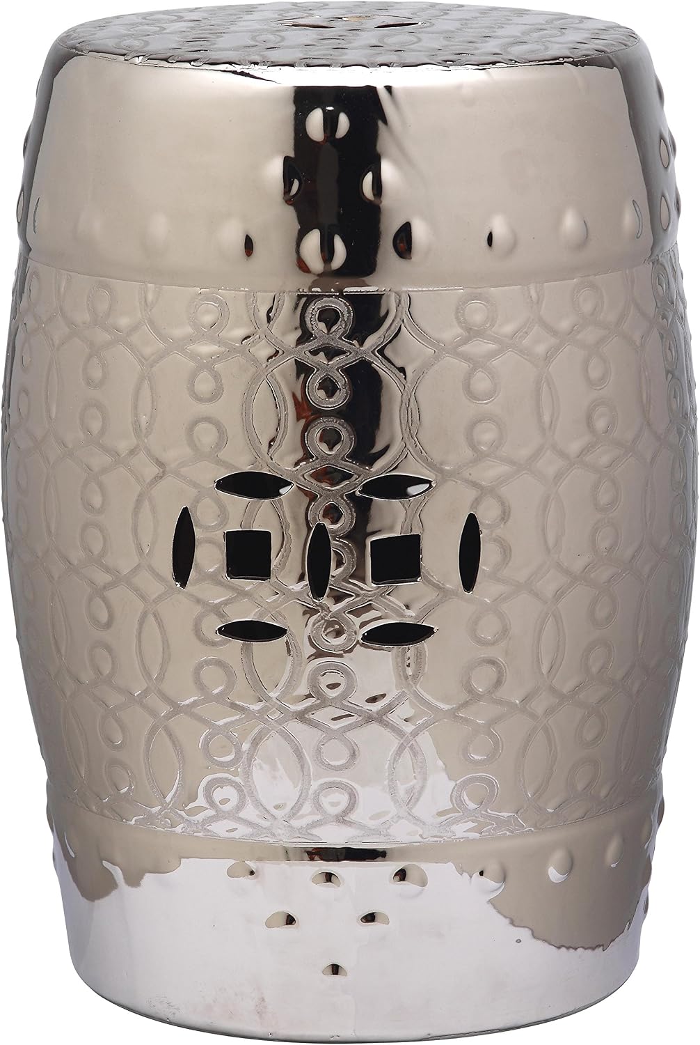 Safavieh Lantana Glazed Ceramic Decorative Garden Stool, Silver