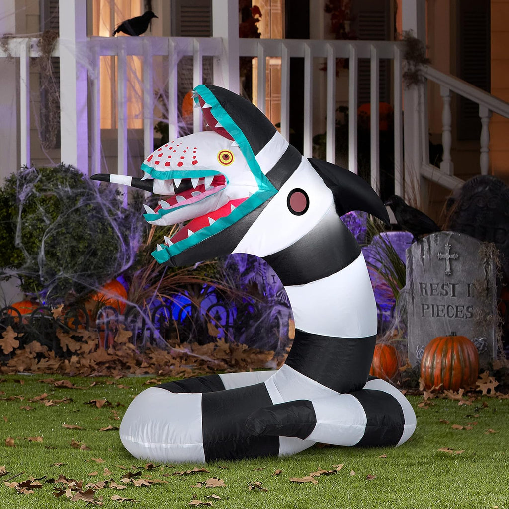 Gemmy Beetlejuice Sandworm Halloween Inflatable, 3 Ft Tall Lighted Yard Decoration with Stakes and Tethers