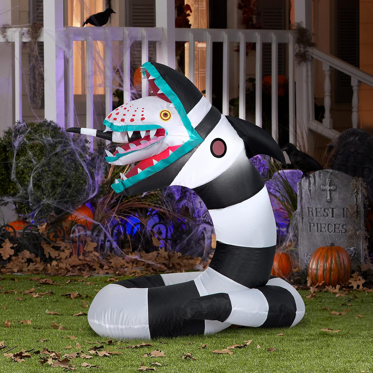 Gemmy Beetlejuice Sandworm Halloween Inflatable, 3 Ft Tall Lighted Yard Decoration with Stakes and Tethers