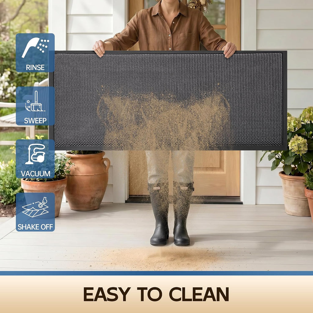 Amyracel Front Door Mat Outside Entrance, Dirt Trapper Mat 72" x 36", Gray