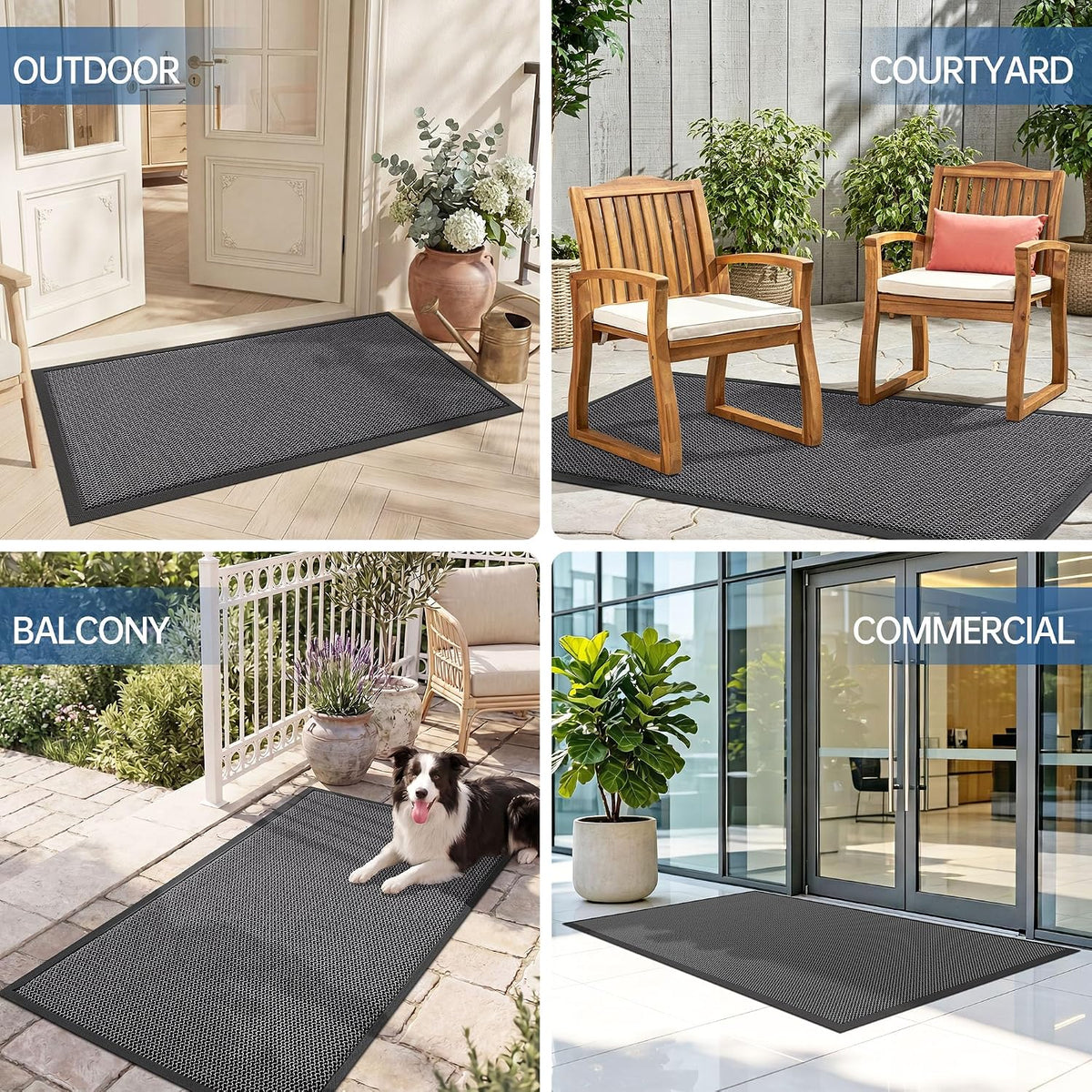 Amyracel Front Door Mat Outside Entrance, Dirt Trapper Mat 72" x 36", Gray