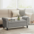 HOMCOM Storage Ottoman Bench 50" with Lift Top Lid, Light Gray
