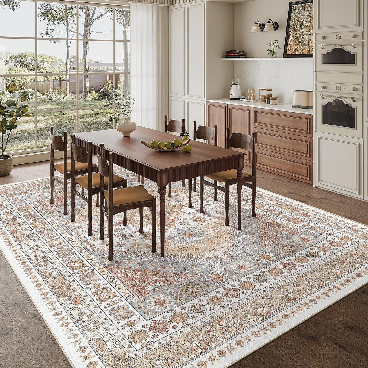 zesthome 8x10 Area Rugs for Living Room,Large Washable Rug,Orange