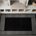 Rugshop Modern Bordered Minimal Area Rug for Living Room Black 4' x 6'