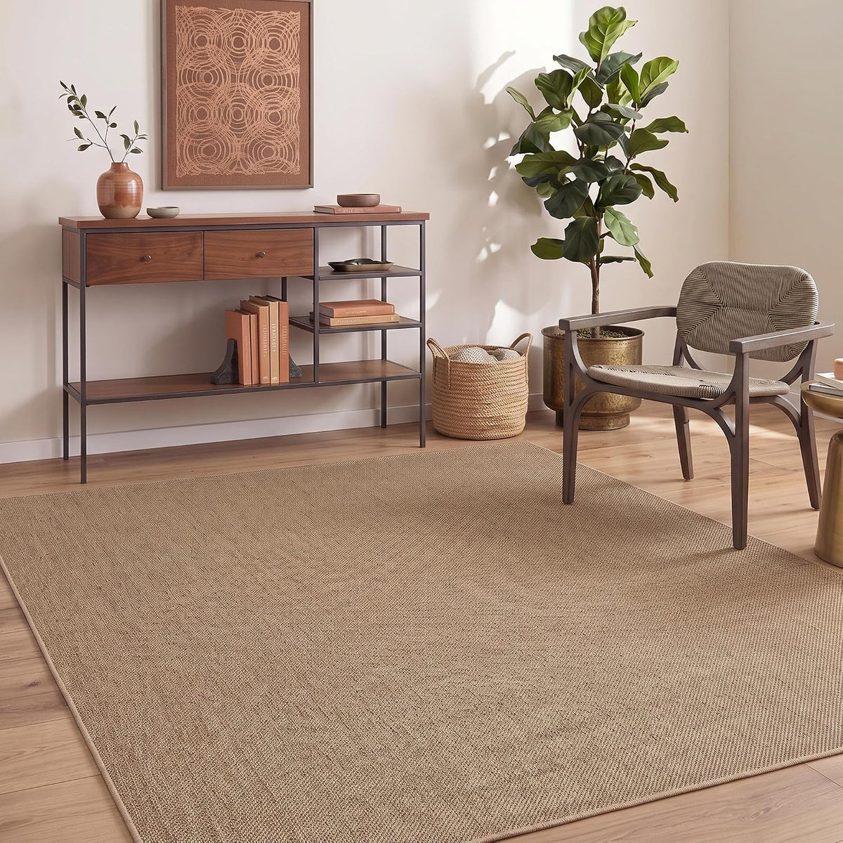 GarveeHome 5x7 Washable Area Rug for Bedroom Non Slip Easy Jute Rugs