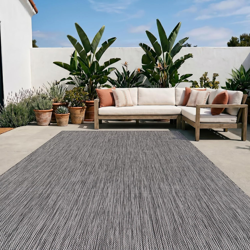 Outdoor Rug 8x10 Gray Washable Outside Rugs for Patios Porches Solid Modern Waterproof Durable Non-Shedding, Easy-to Clean Deck Balcony Indoor Outdoor Carpet (8 x 10 Gray)