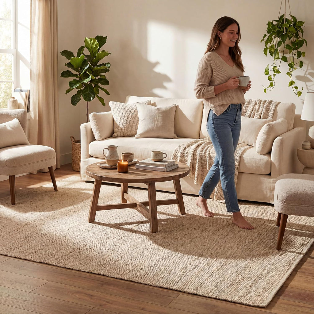 nuLOOM Elfriede Natural Solid Flatweave Area Rug, 3' x 4'