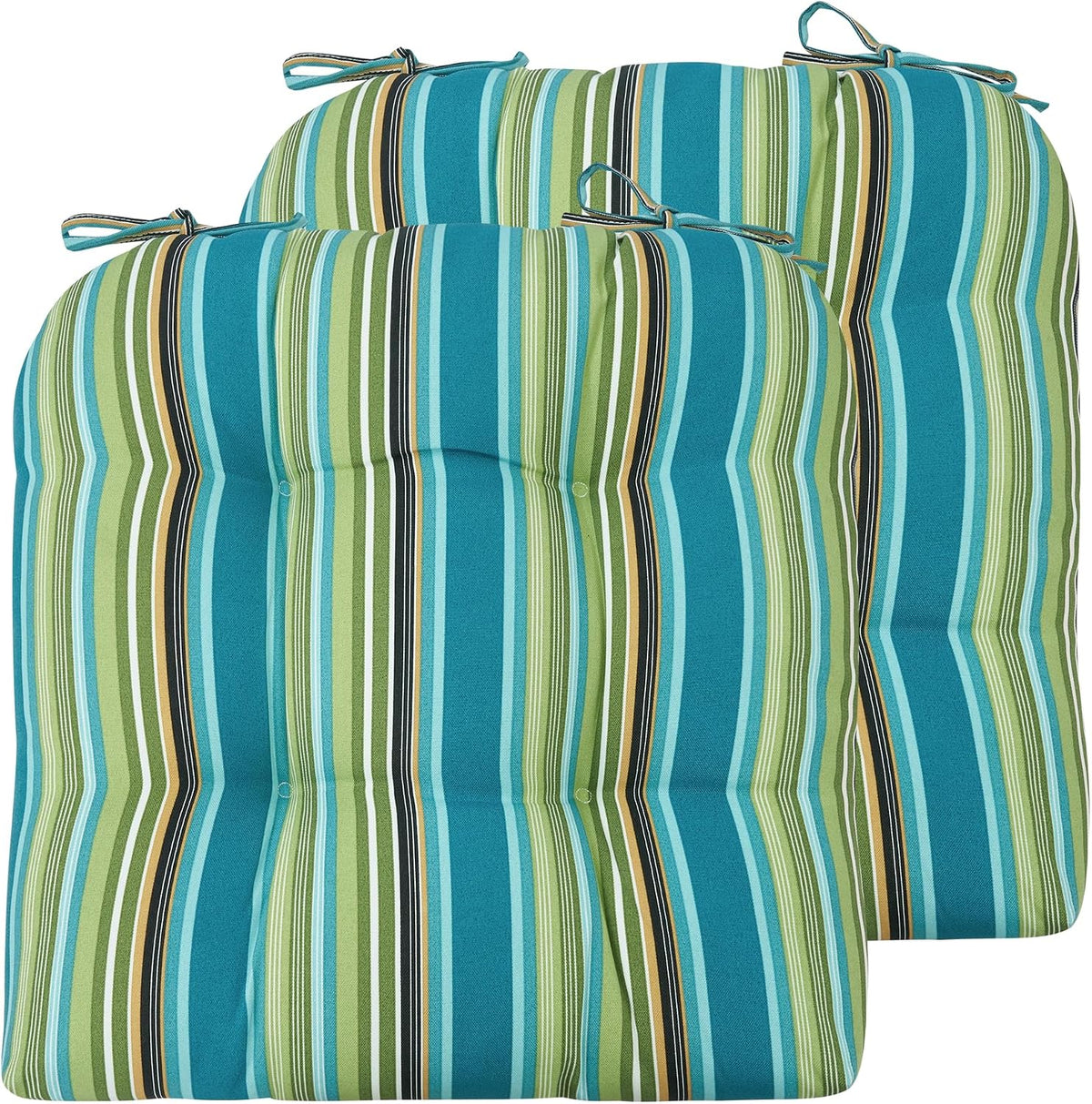 indoor/outdoor tufted seat cushions with ties set of on a desk or shelf