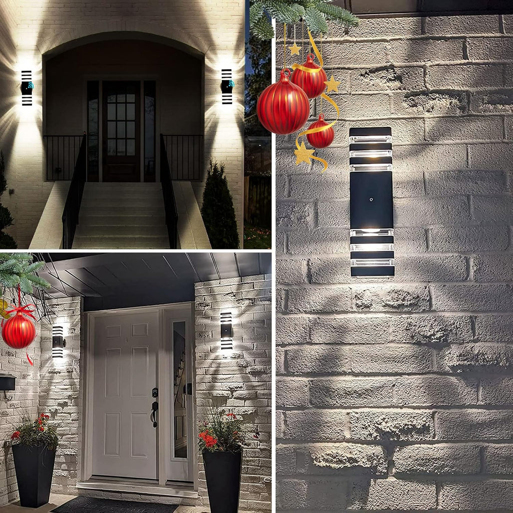 2 Pack Dusk to Dawn Outdoor Wall Lights Modern Black Exterior Light Fixture