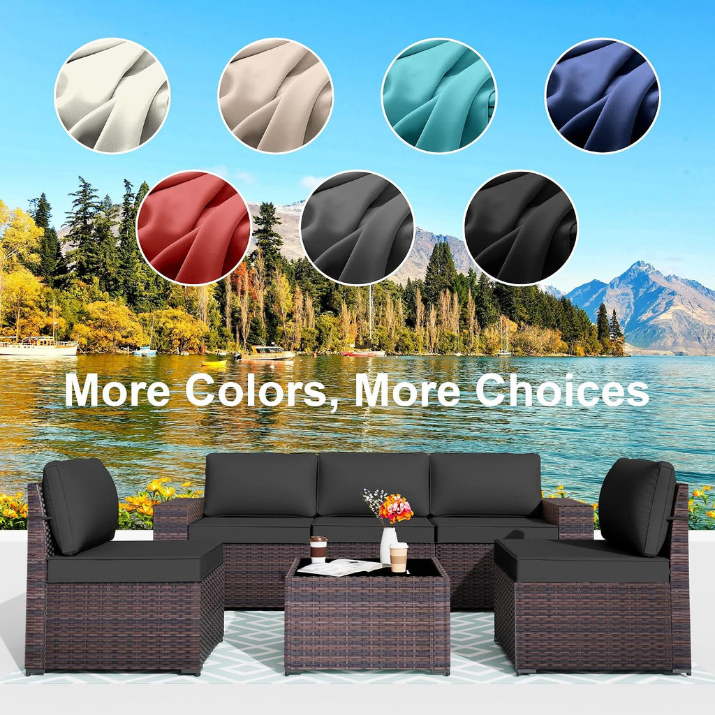 ALAULM 11 Pieces Patio Cushion Covers Replacement, Waterproof & Splashproof Outdoor Furniture Cushion Slipcovers with Zippers, Covers Only (Black,25.6×25.6×4inches