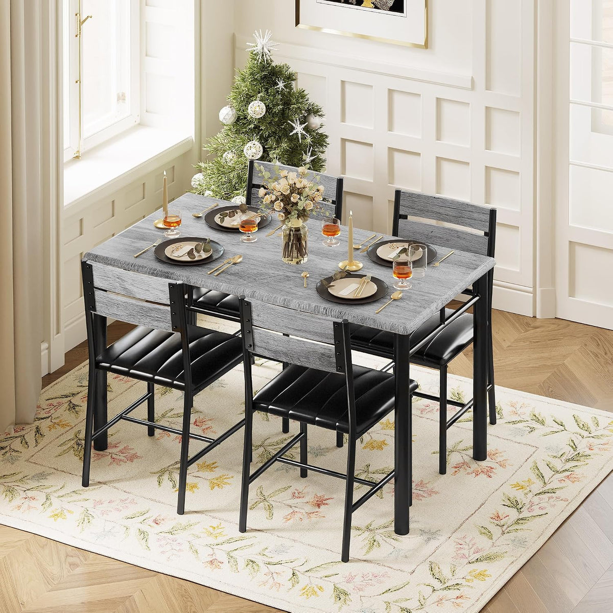 IRONCK Dining Table Set for 4, Grey