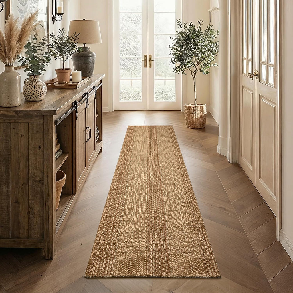 MatEssen 2x8 Extra Long Runner Rug, Modern Woven Distressed Floor Carpet, Low-Pile Machine Washable Area Rug for Long Hallway & Gallery