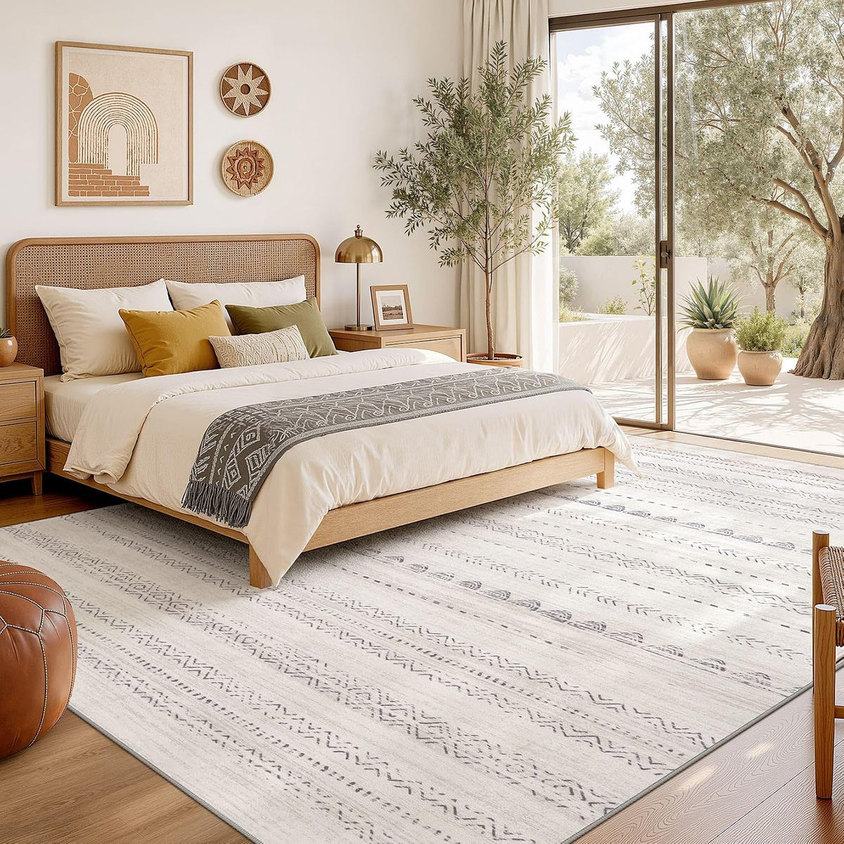 Nakagishi Boho 6x9 Area Rug Living Room Rugs Machine Washable Gray